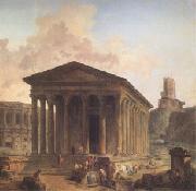 ROBERT, Hubert The Maison Carre at Nimes with the Amphitheater and the Magne Tower (mk05) Germany oil painting reproduction